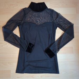 Bebe Black Sheer Velvet Top XS
